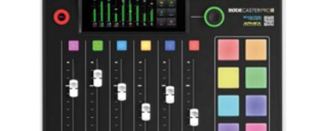 Kompaktes Audiomischpult mit Reglern und Anschlüssen